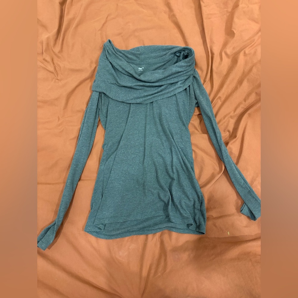 GAP Teal Cowl Neck Long Sleeve Top